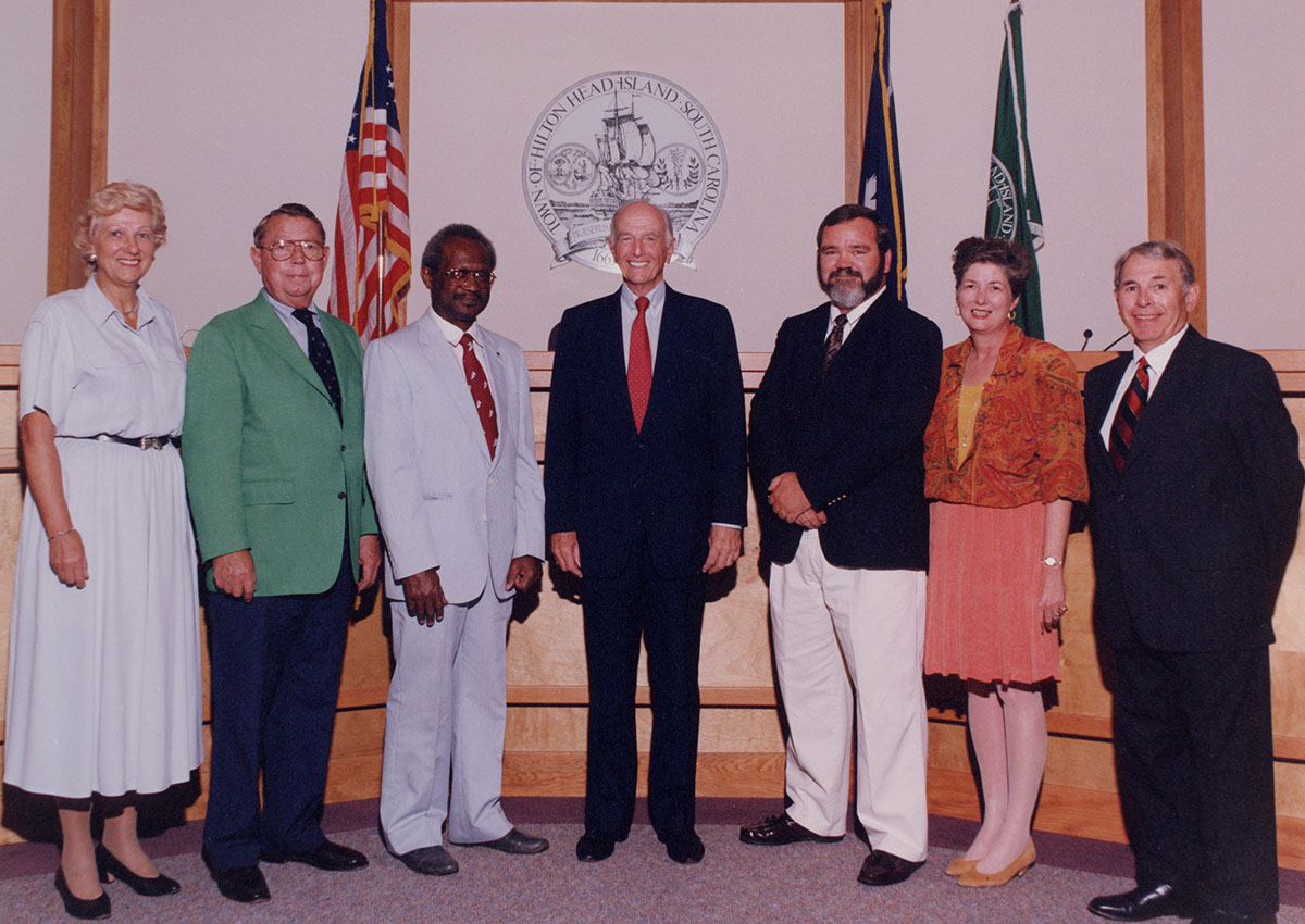 1991-1993 Town Council in front of Council Chambers Dais