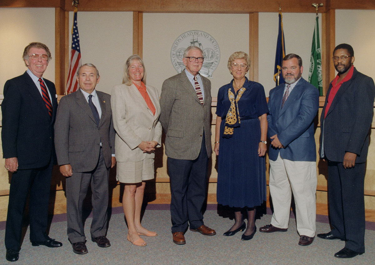 1993-1995 Town Council in front of Council Chambers Dais