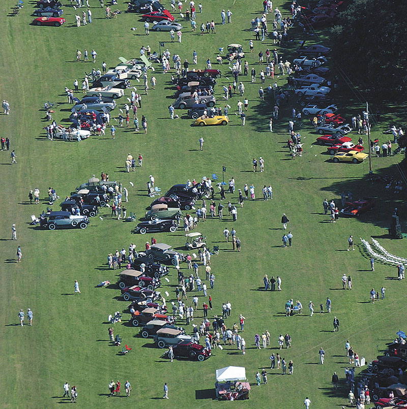 Aerial View of cars on field