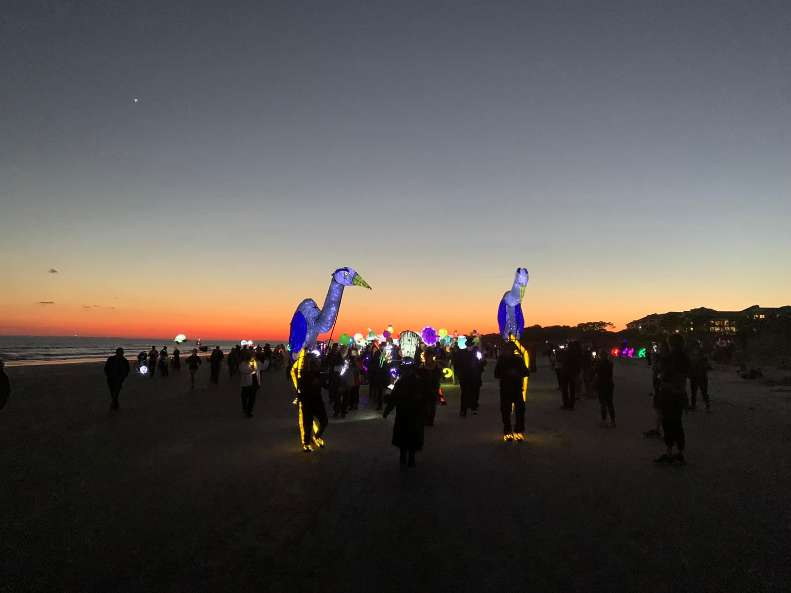 Latern Parade on the beach at sunset