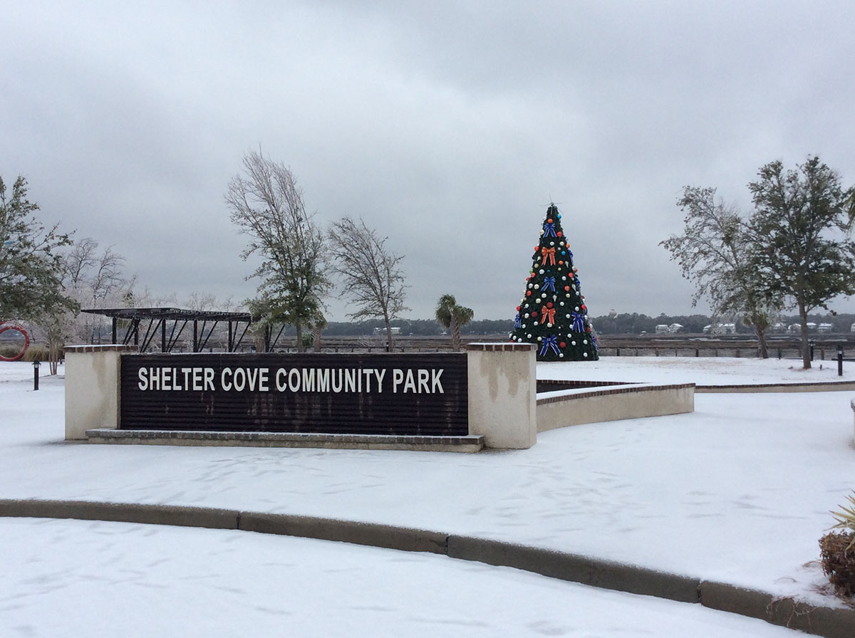 Shelter Cove Community Park Covered in Snow